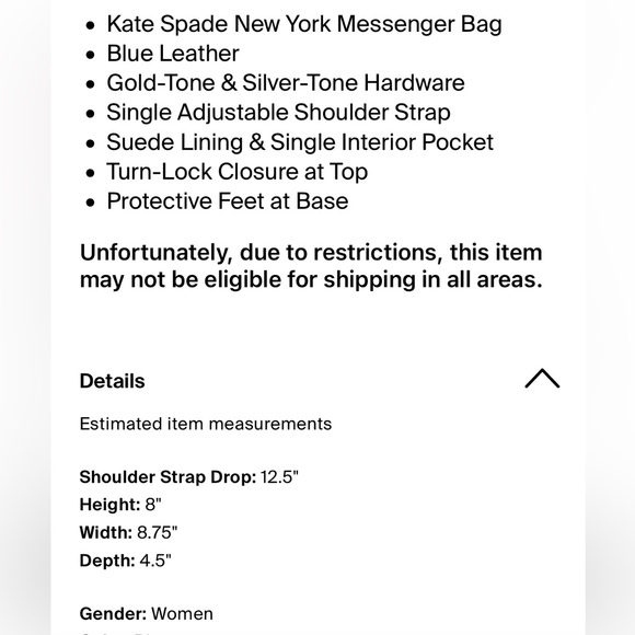 Kate Spade Elegant Light Blue Leather Shoulder Bag - Picture 7 of 7